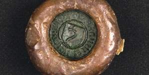 Odcisk pieczęci Jana Kuropatwy z Łańcuchowa pod dokumentem wystawionym 26.09.1452 r.