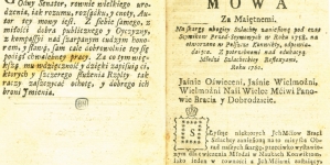 "Mowa o konwiktach na skrypt pod tytułem: Skarga ubogiey szlachty odpowiedaiąca z potrzebnemi gwoli edukacyi w Polszcze szlacheckiey młodzi reflexyami ..." Stanisława Konarskiego.