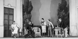 Przedstawienie "Dlaczego zaraz tragedia" Romana Niewiarowicza w Teatrze Miejskim w Katowicach w 1939 roku.