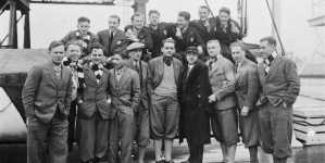 Reprezentacja Polski na Zimowe Igrzyska Olimpijskie w Lake Placid na statku pasażerskim SS France w 1932 roku.