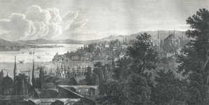 "Widok Seraiu.  Szkicował L. Fuhrman.  Sztychował Hirt w Wiedniu."