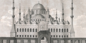 "Meczet Sułtana Achmeta.  Szkicował L. Fuhrman.  Sztychował Hammer w Dreźnie."