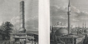 "Widok Kolumny porfirowej.  Widok Solimanii i wieży. Szkicował L. Fuhrman. Sztychował Veith w Dreźnie". ował