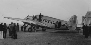 Przelot dyrektora PLL LOT Wacława Makowskiego na samolocie Lockheed L-14 Super Electra na trasie Los Angeles-Ameryka Środkowa-Ameryka Południowa-Atlantyk-Afryka-Rzym 21.05.1938 r.