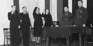 Ślubowanie w Łodzi polskich olimpijczyków na Letnie Igrzyska Olimpijskie w Helsinkach w 1940 roku.