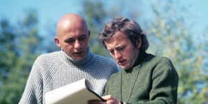 Reżyserzy Witold Leszczyński i Andrzej Kostenko podczas realizacji filmu "Rewizja osobista" z 1972 roku.