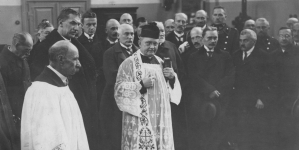 Poświęcenie kamienia węgielnego pod budowę nowej Stacji Pomp Rzecznych przy ul. Czerniakowskiej w Warszawie 19.10.1924 r.