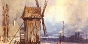 "Pejzaż z wiatrakiem" Józefa Szermentowskiego.