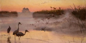 "Świt. Królestwo ptaków" Józefa Chełmońskiego.