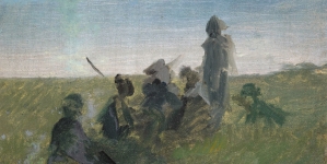 "Grupa ludzi na polu" Józefa Chełmońskiego.