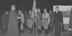 Uroczystość poświęcenia sztandaru V drużyny harcerskiej w Katowicach 11.06.1939 r.