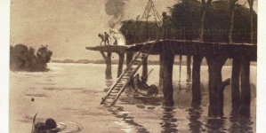 Ilustracja Stanisława Sawiczewskiego do opowiadania Walerego Przyborowskiego "Król Krak i królewna Wanda".