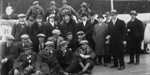 Reprezentacja Polski na Zimowe Igrzyska Olimpijskie w Lake Placid na statku pasażerskim SS France w 1932 r.