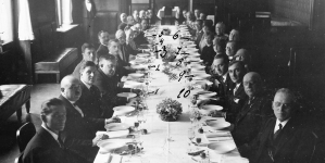 Uroczysty obiad dla uczestników festiwalu muzyki polskiej w Pradze w 1927 roku.