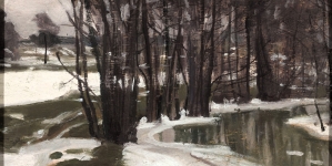 "Krajobraz zimowy z rzeką" Bronisława Kowalewskiego.