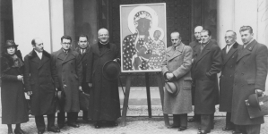 Poświęcenie kopii obrazu Matki Bożej Częstochowskiej przeznaczonej do kościoła w Karwinie, listopad 1938 roku.
