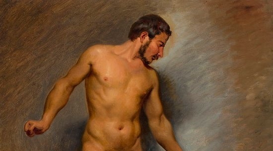  "Akt męski stojący" Romualda Chojnackiego.  