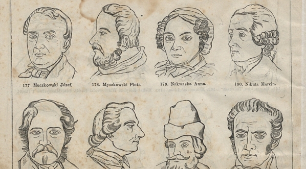  Strona 12 "Atlasu 300 portretów w drzeworytach zasłużonych w narodzie Polaków i Polek" z roku 1860.  