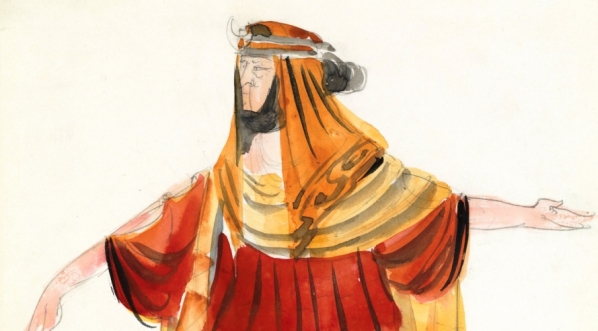  Projekt Wincentego Drabika kostiumu kapłana do sztuki "Król Agis" Juliusza Słoawckiego.  