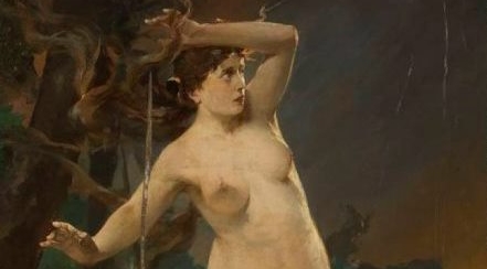  "Milda - akt kobiecy w pejzażu i wzburzonego morza" Kazimierza Alchimowicza.  