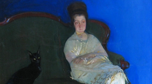  "Portret żony z kotem" Konrada Krzyżanowskiego.  