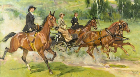  "Córki Jana Zdzisława Tarnowskiego podczas przejażdżki konnej" Wojciecha Kossaka.  