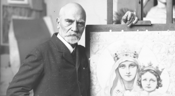  Artysta malarz Piotr Stachiewicz w swojej pracowni w Krakowie w 1929 r.  