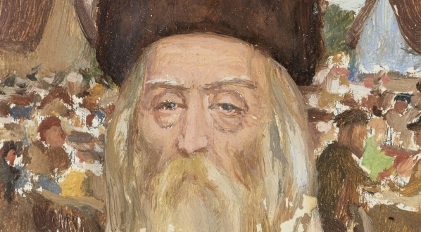  "Stary Żyd w lisicy, na tle targu" Maurycego Minkowskiego.  