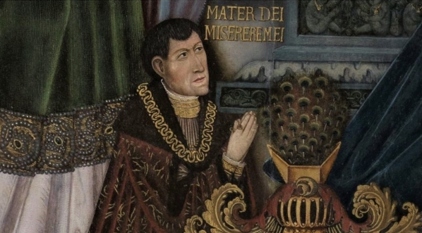  Fragment obrazu "Zwiastowanie Najświętszej Maryi Pannie" z portretem fundatora.  