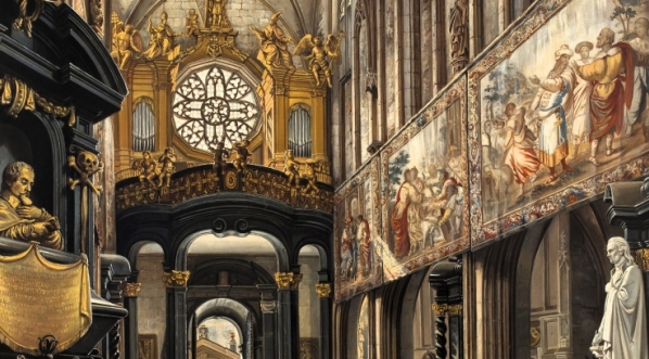  "Widok na chór i nawę główną Katedry na Wawelu" Saturnina Świerzyńskiego.  