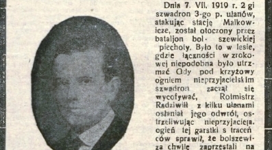  Wycinek prasowy z informacją o Stanisławie Wilhelmie Radziwille.  