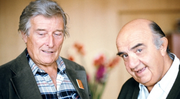  Andrzej Szalawski i Aleksander Bardini podczas Festiwalu Polskich Filmów Fabularnych w Gdańsku w 1977 roku.  