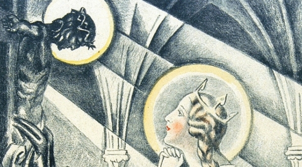  "Królowa Jadwiga klęcząca przed krucyfiksem w katedrze na Wawelu" Władysława Roguskiego.  