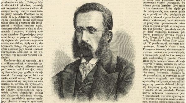  Strona tytułowa "Tygodnika Illustrowanego" z portretem Adama Pajgerta autorstwa Aleksandra Tadeusza Regulskiego.  