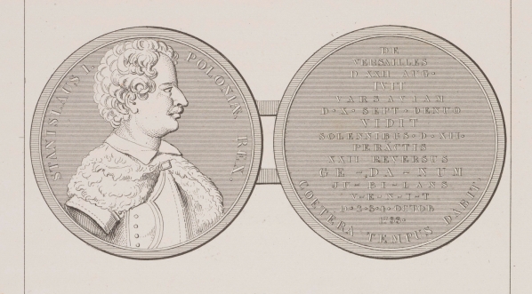  Rycina przedstawiająca medal wybity z okazji przybycia do Polski i ponownej elekcji Stanisława I w 1733.  