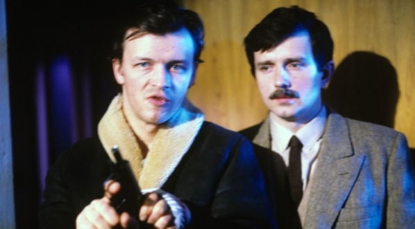  Jan Frycz i Cezary Morawski na planie filmu "Nieproszony gość" z 1986 roku.  