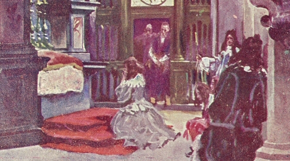  "Kaplica Gamrata : z boku Królowa Marysienka modli się u stopni ołtarza św. Krzyża o zwycięstwo nad Turkami" Wojciecha Kossaka i Stanisława Tondosa.  