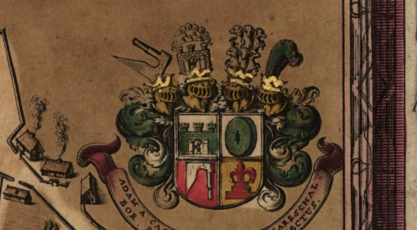  Herb czteropolowy Adama Kazanowskiego, Marszałka Nadwornego Koronnego, na mapie Wieliczki z roku 1645.  