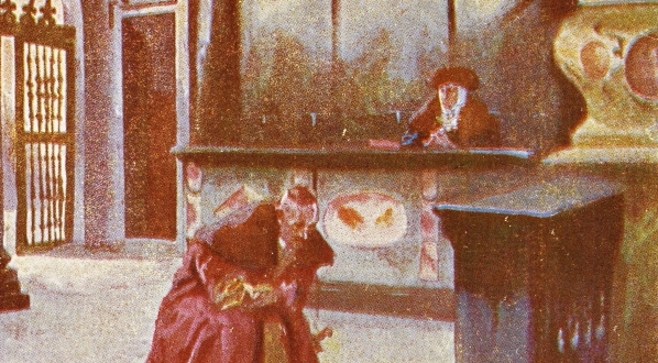  "Kaplica Batorego : w stallach siedząca Anna Jagiellonka" Wojciecha Kossaka i Stanisława Tondosa.  