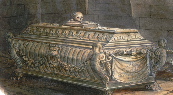  "Trumna króla Jana Kazimierza w krypcie katedry na Wawelu" Leona Dembowskiego.  