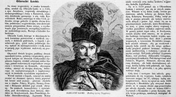  Artykuł o Olbrachcie Łaskim w popularnym czasopiśmie warszawskim z XIX wieku.  