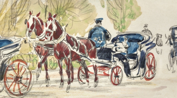  "Postój dorożek" Czesława Tańskiego.  