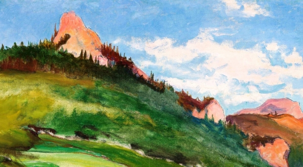  "Pejzaż z różowymi szczytami" Władysława Ślewińskiego.  