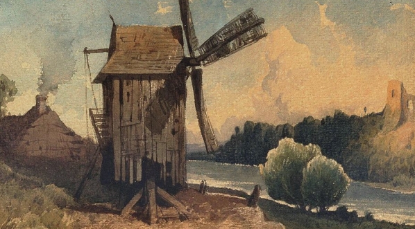  "Pejzaż z wiatrakiem i ruinami" Józefa Szermentowskiego.  