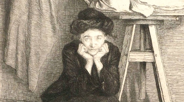  "Rzeźbiarka - portret Izy Daniłowicz-Strzelbickiej" Ignacego Łopieńskiego.  