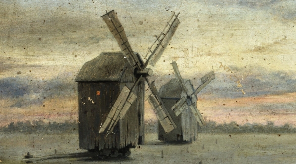  "Krajobraz z wiatrakami" Kazimierza Konstantego Przyszychowskiego.  