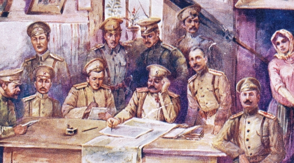  Legion Polski. 1915 : odprawa oficerów Legionu Polskiego u płk. Rządkowskiego.  