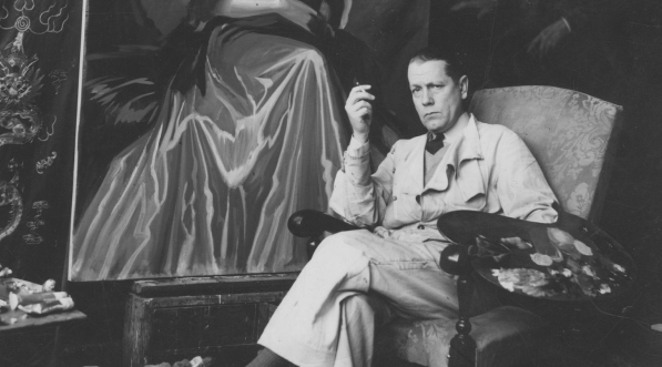  Artysta malarz Stefan Norblin w swojej pracowni w Warszawie.  