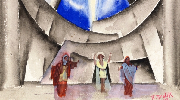  Projekt Wincentego Drabika scenografii do sztuki "Król Agis" Juliusza Słowackiego.  