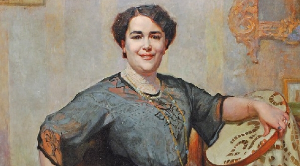  "Portret lwowianki w czarnej sukni" Leonarda Wintorowskiego.  